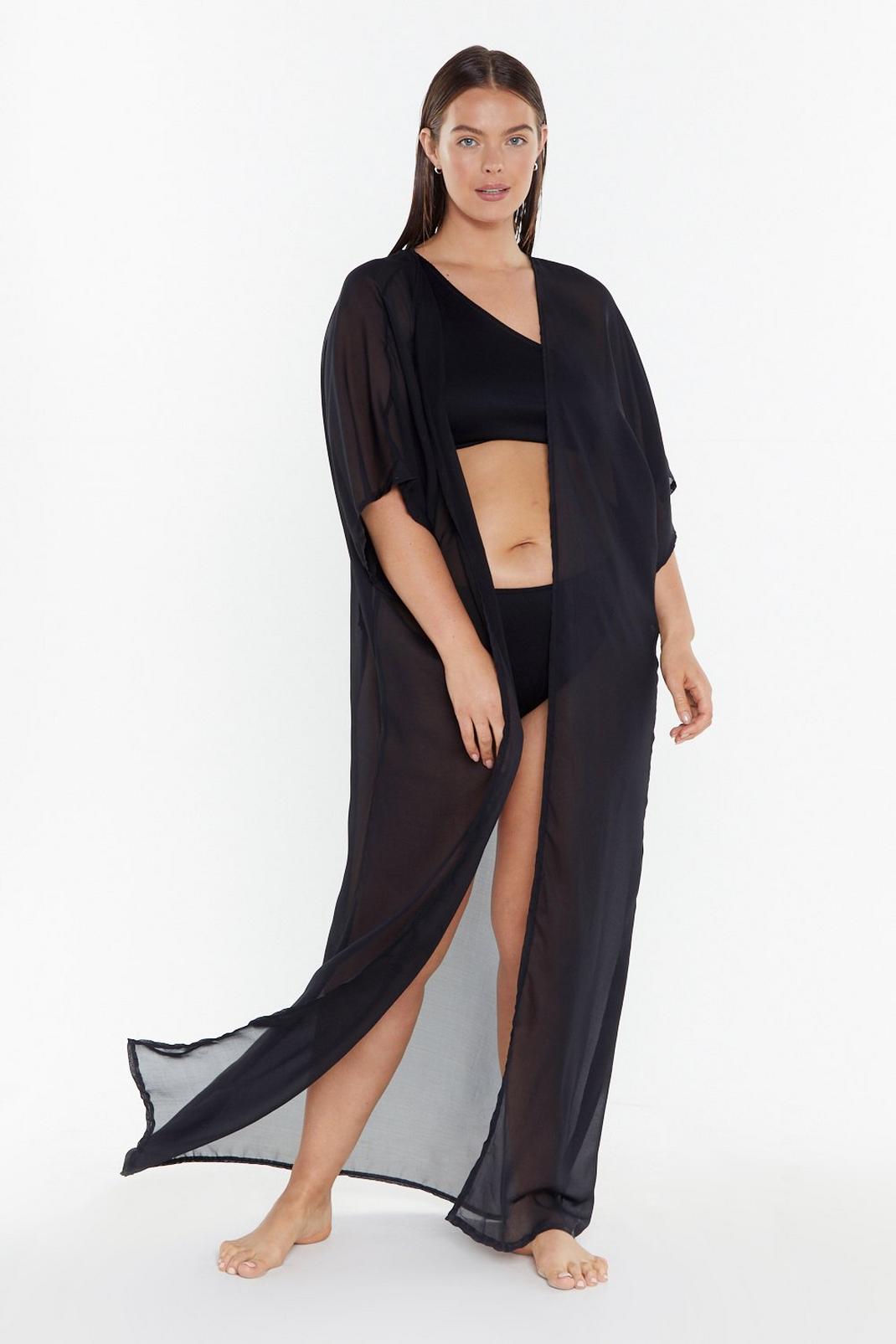 Did You Sheer Me Plus Longline Cover-Up Kimono image number 1