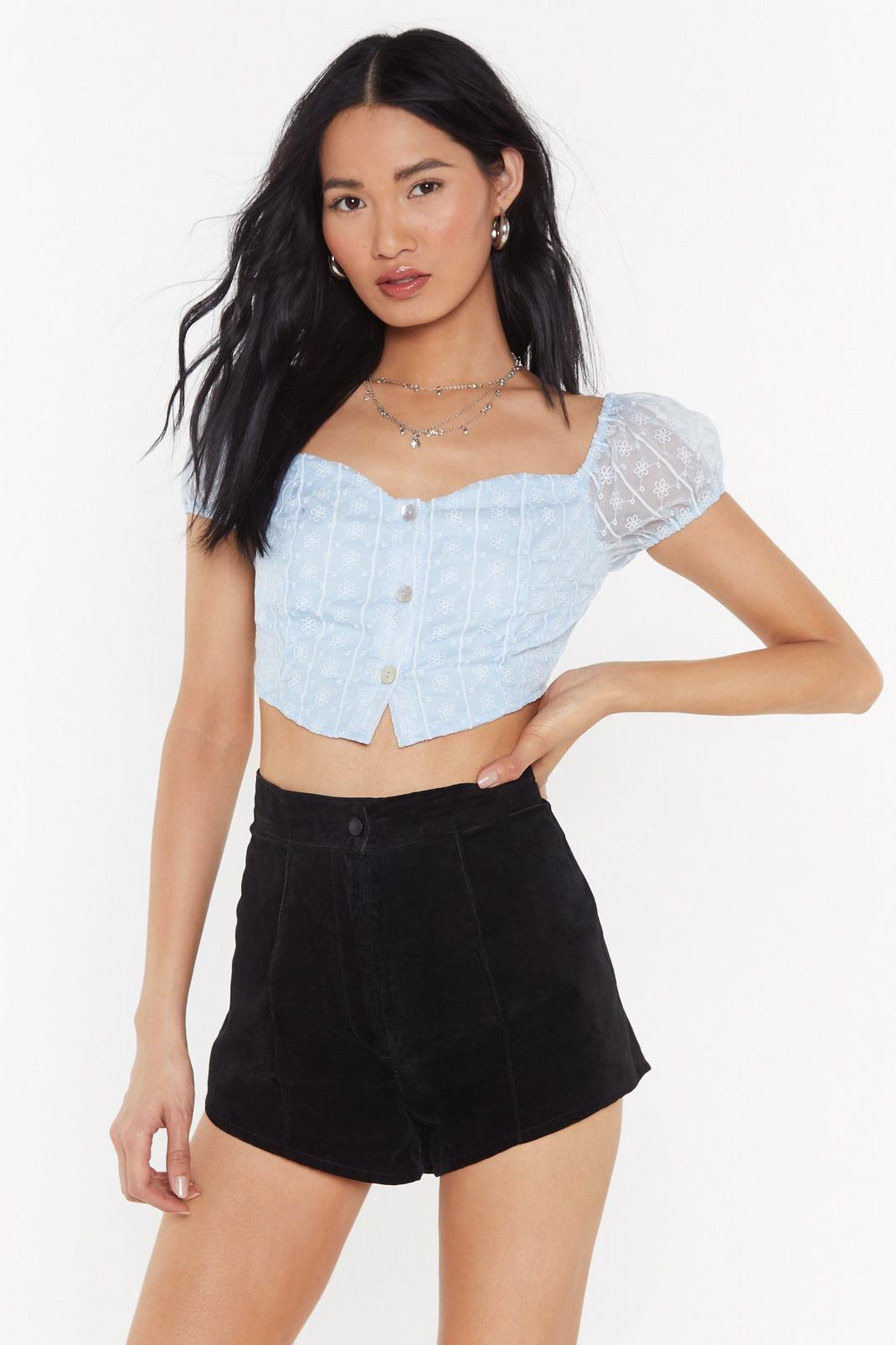 Flowers Never Bend Embroidered Floral Crop Top image number 1