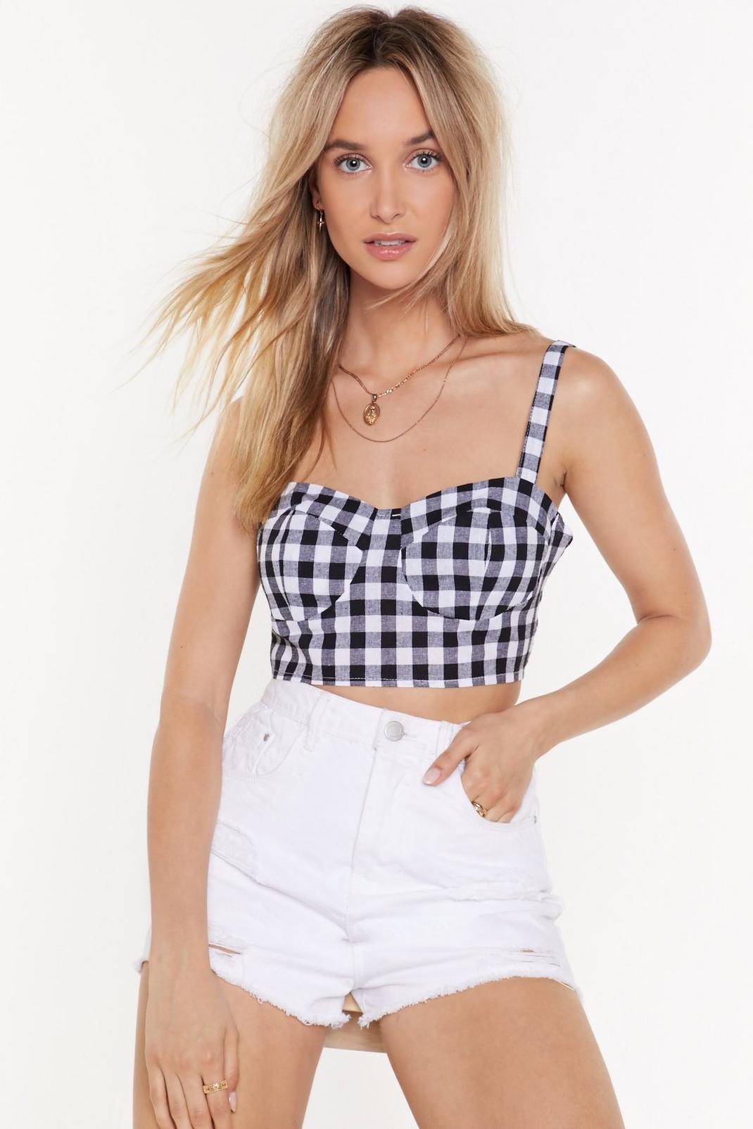 Go Go Go Gingham Cupped Crop Top image number 1