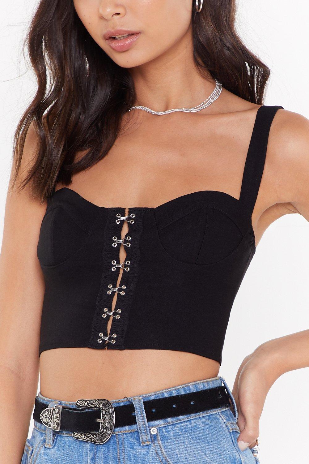 Hooked On You Hook and Eye Lace Crop Top