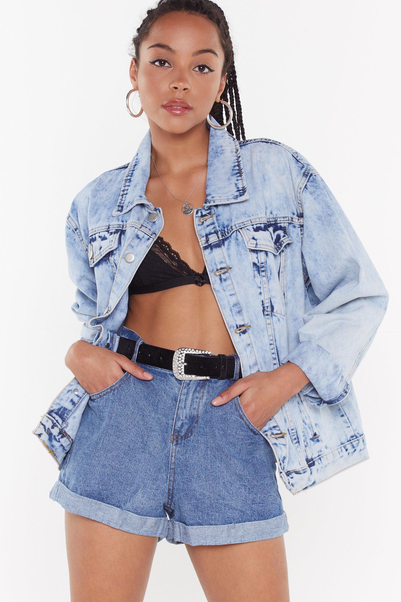 blue jean paper bag shorts