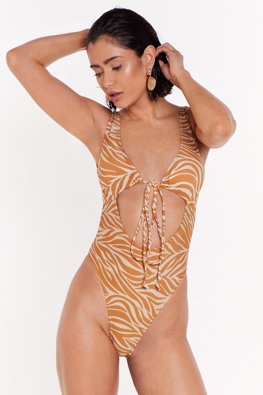 The Wild Life Zebra Cut-Out Swimsuit image number 1