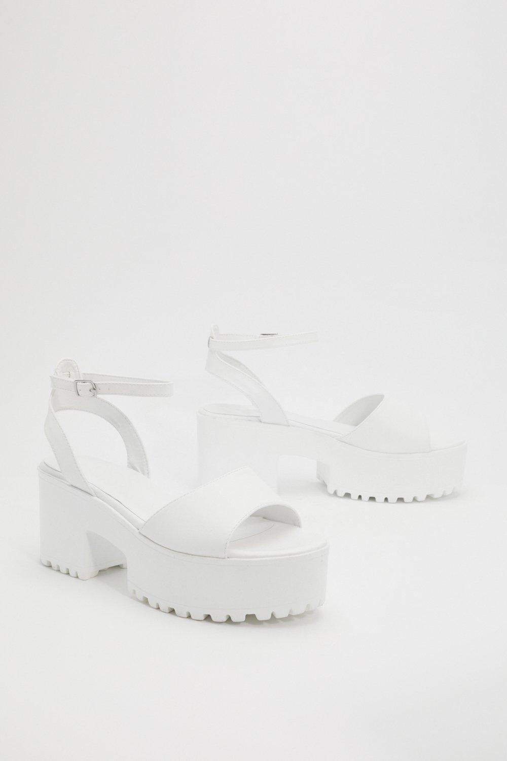 White cleated 2025 platform sandals