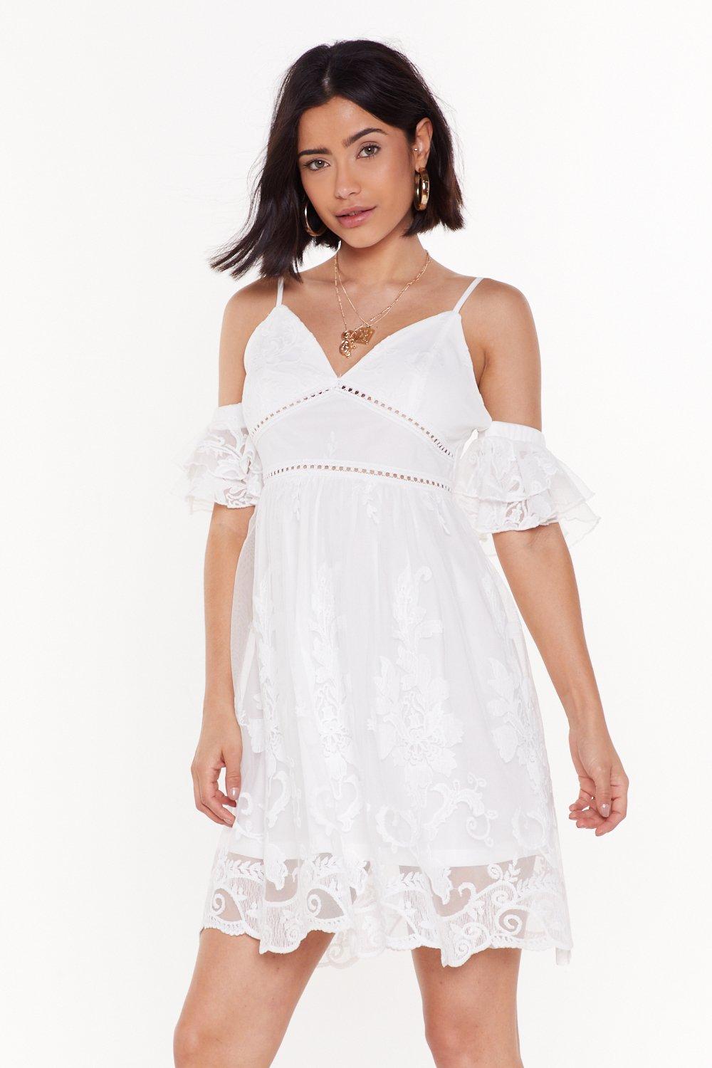 In My Happy Lace Cold Shoulder Mini Dress Nasty Gal