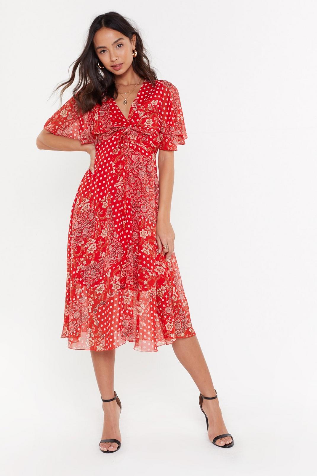 You're a Patch Babe Floral Polka Dot Midi Dress image number 1