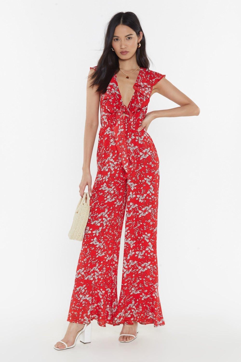 red jumpsuit floral