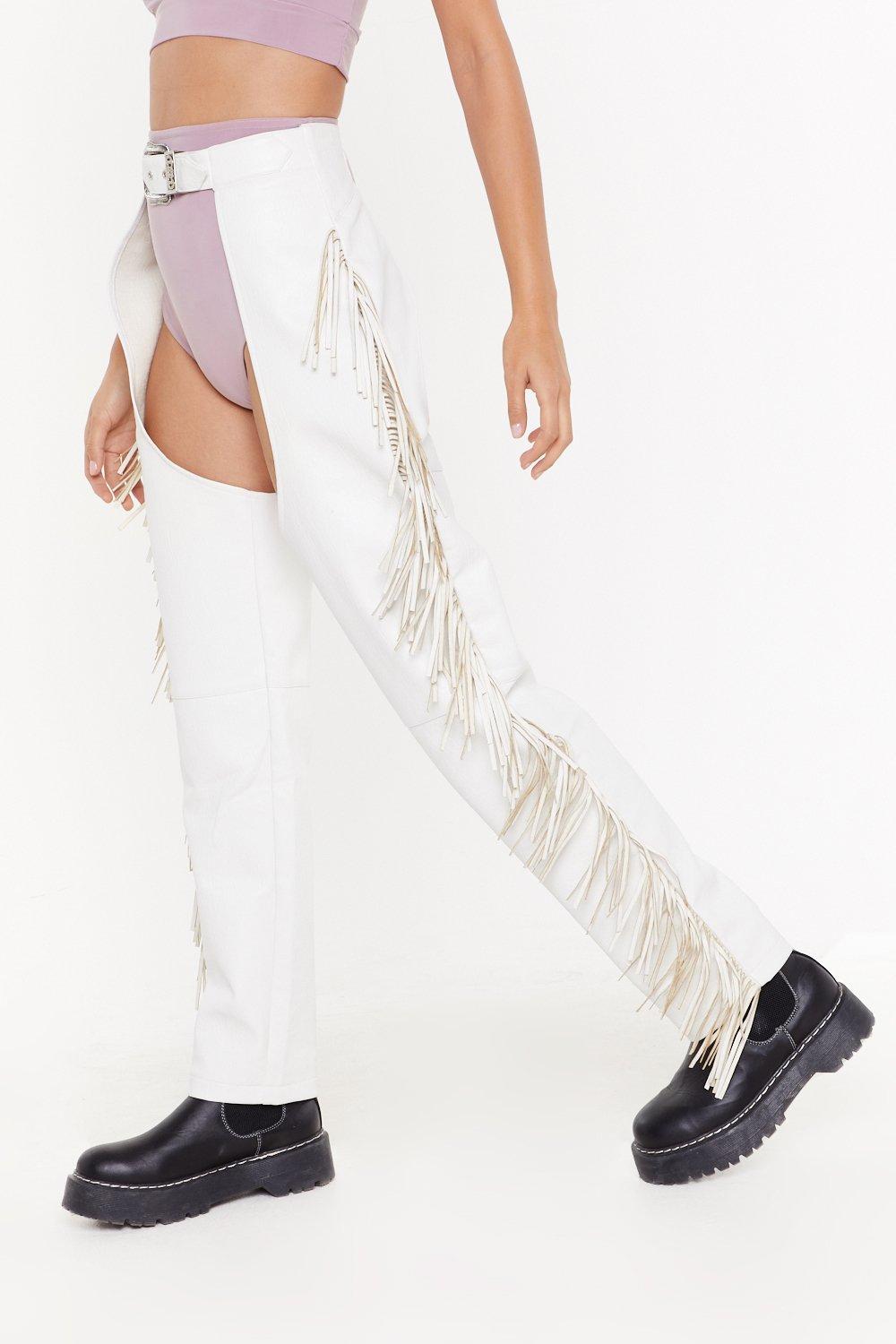 Ass You Were Faux Leather Fringe Chaps