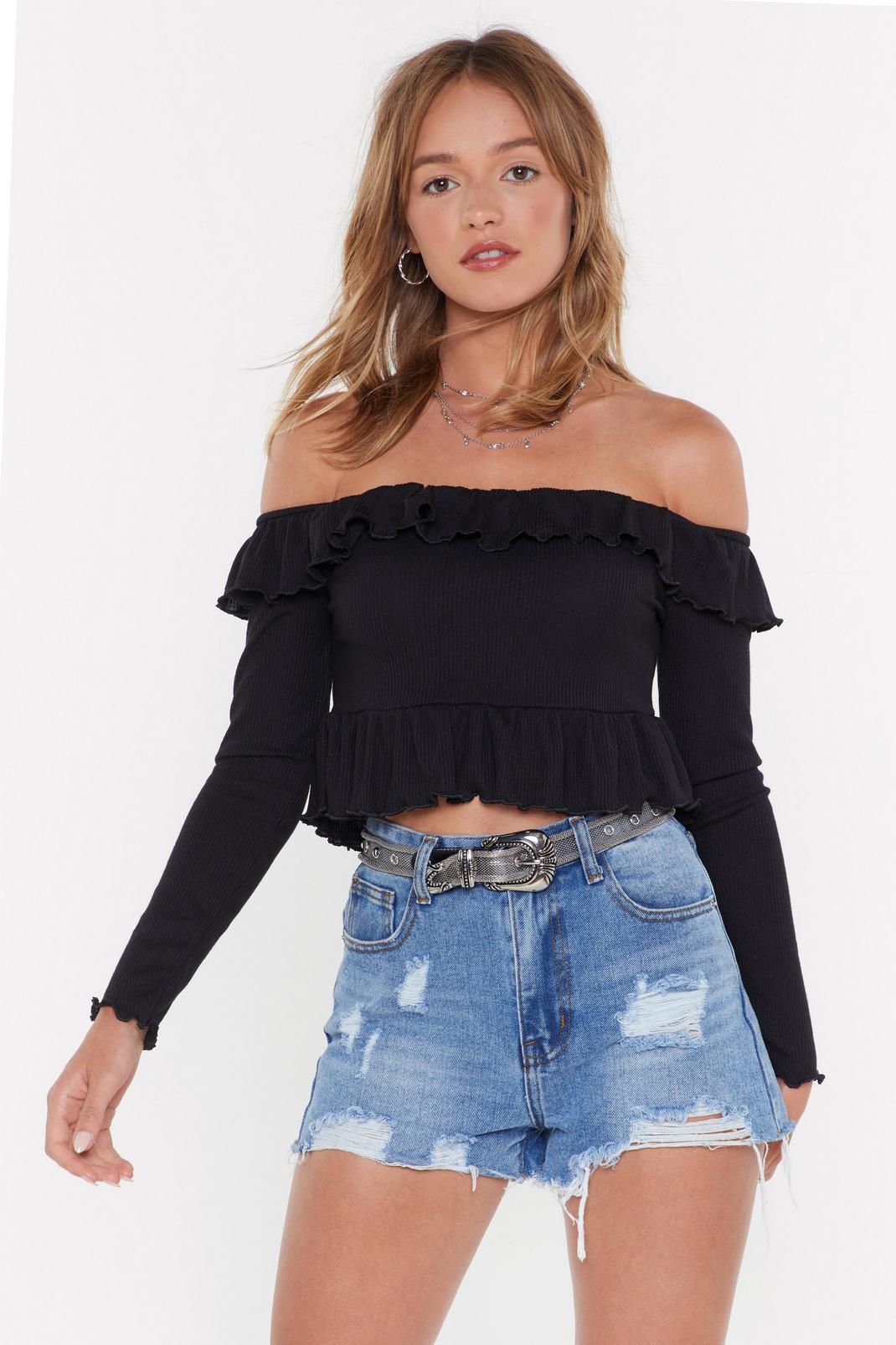 Take the Ruffle Off-the-Shoulder Crop Top image number 1