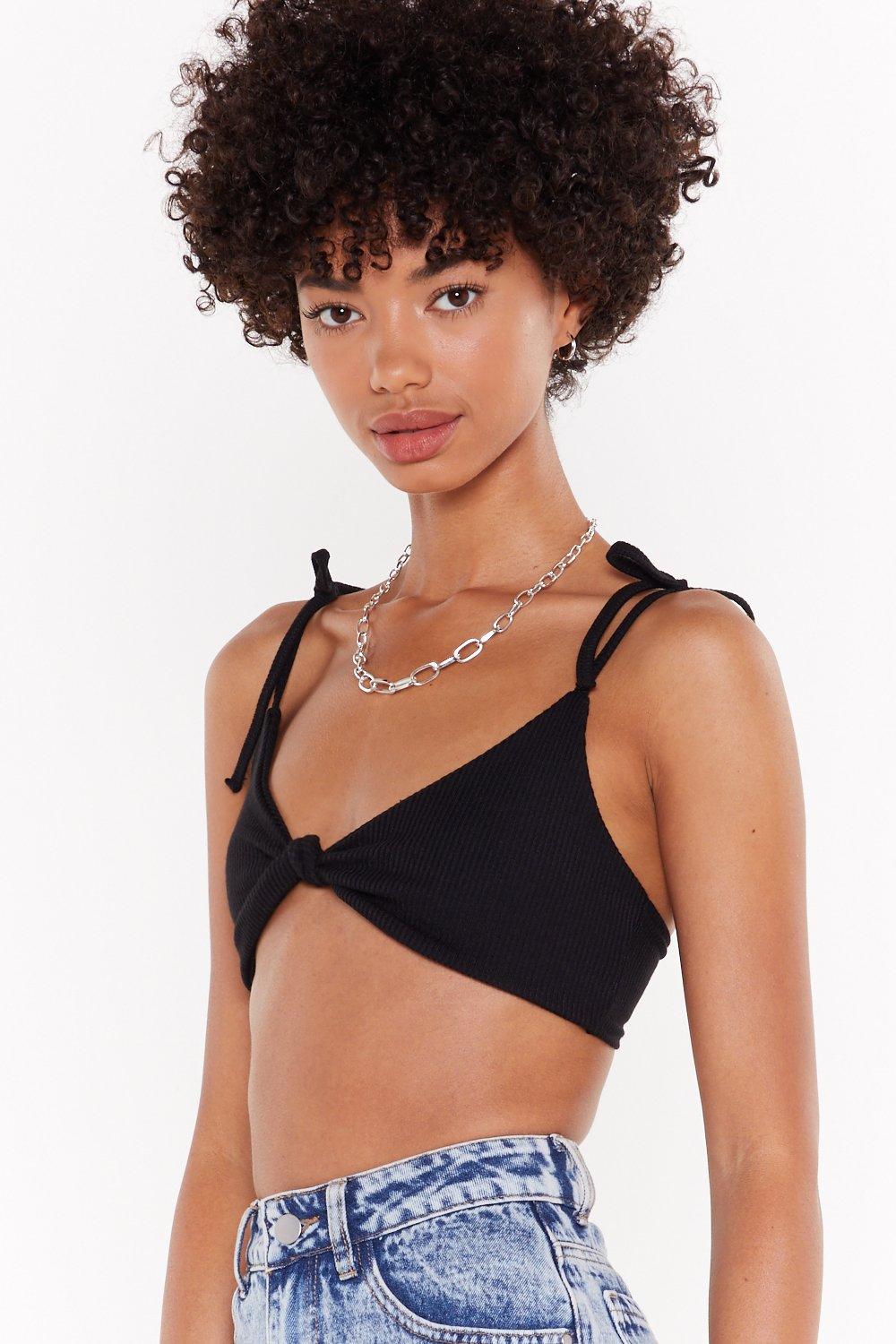 Knot Yourself Out Ribbed Knot Bra Top