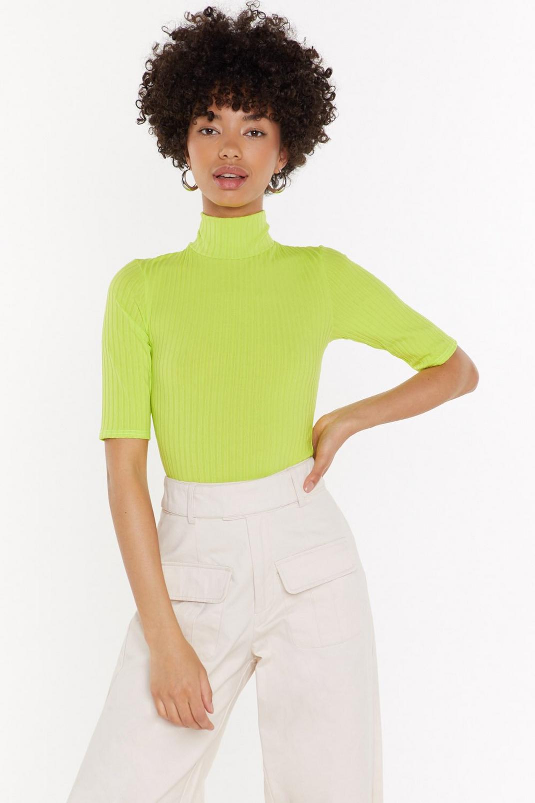 Lime Ready to Roll Ribbed Turtleneck Bodysuit image number 1