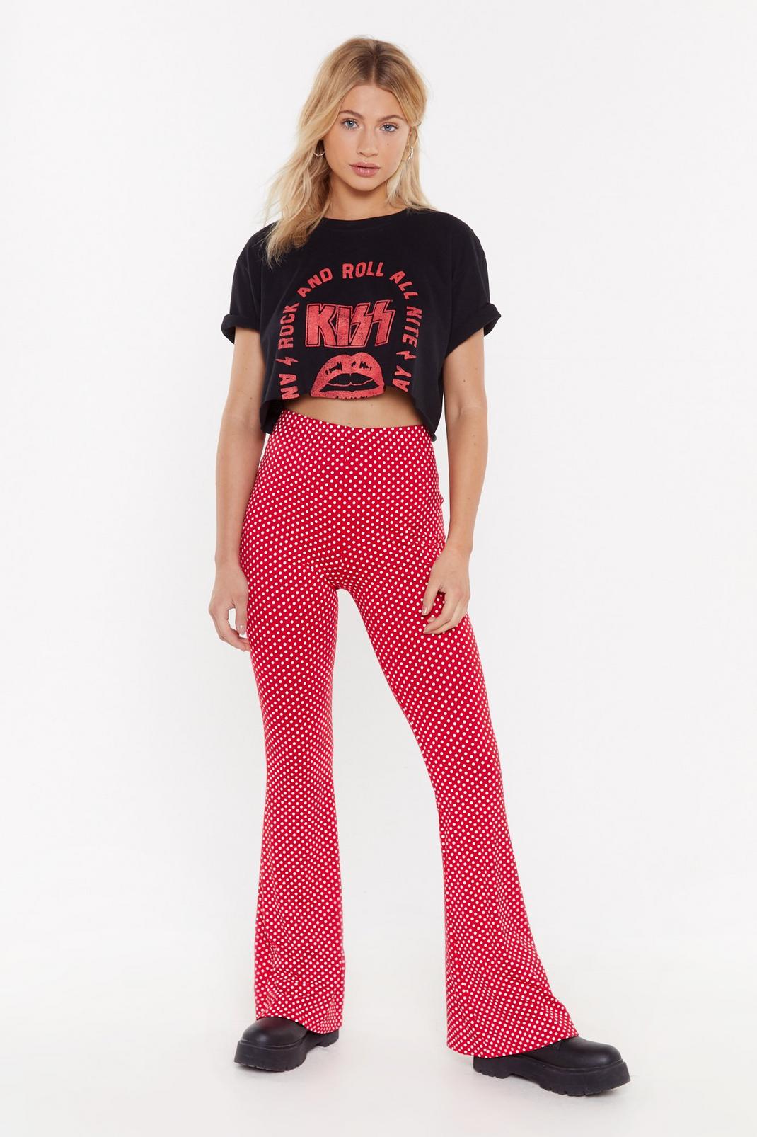 I'll Be Flare Polka Dot High-Waisted Trousers image number 1
