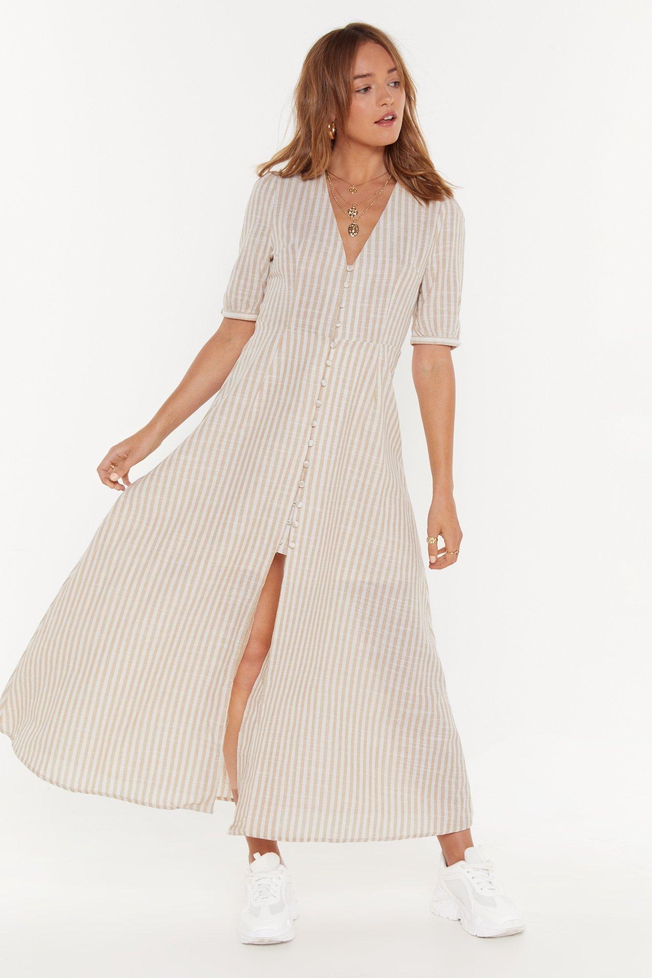 striped button down maxi dress