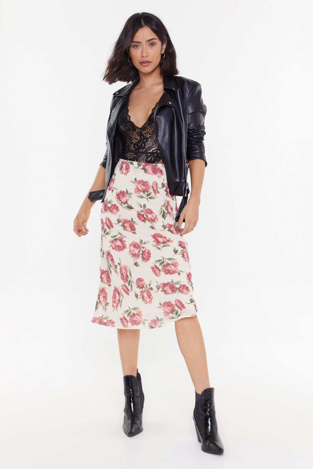 How the Story Rose Bias Cut Midi Skirt image number 1