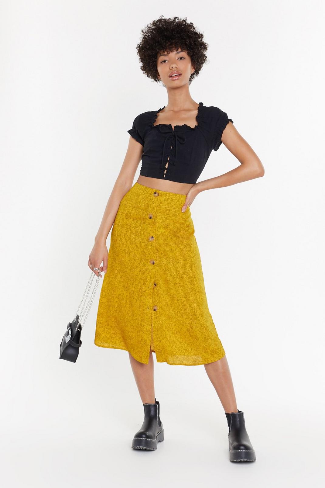 Spot + Stripe Button Front Midi Skirt image number 1
