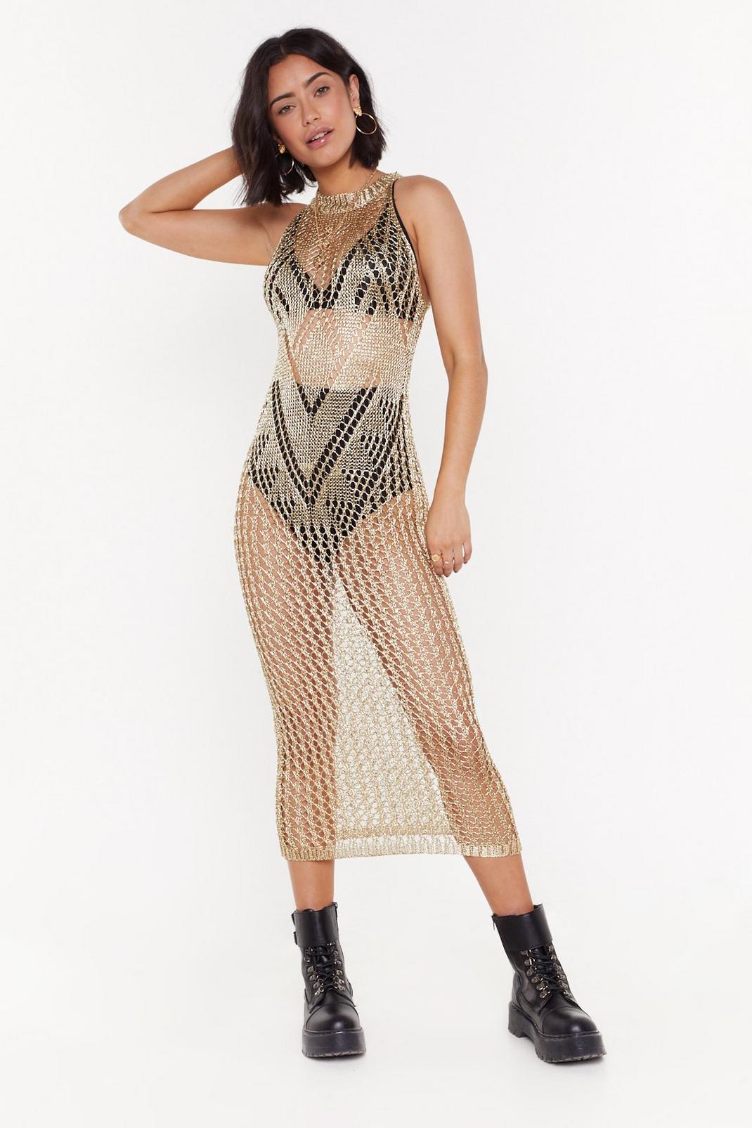 A Big Knit Metallic Midi Dress image number 1