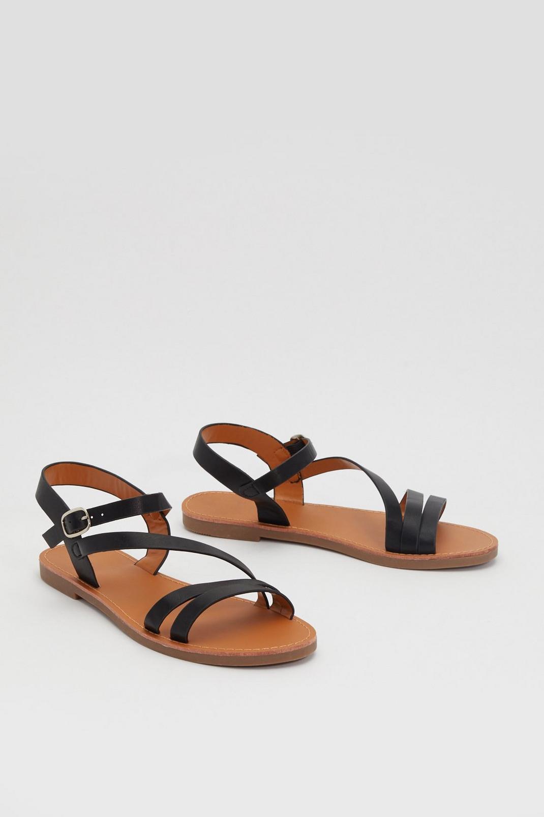 Sun is Shining Faux Leather Strappy Sandals image number 1