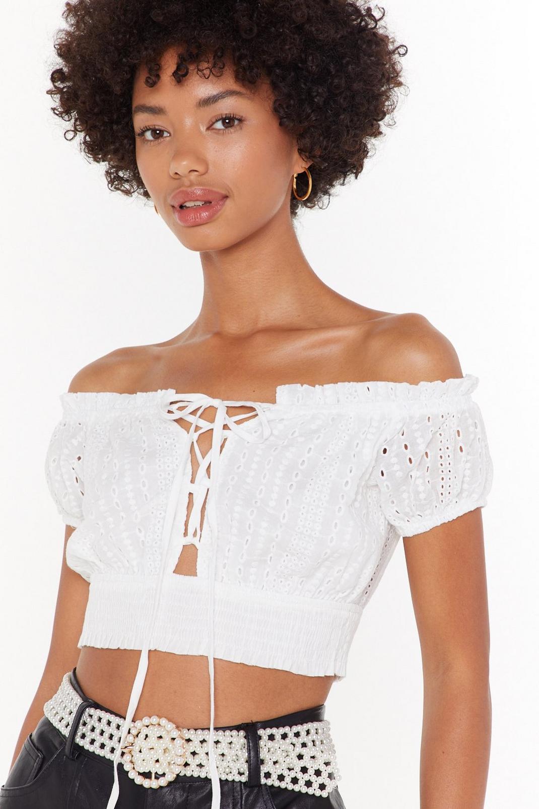 Lost in the Sun Broderie Anglaise Crop Top image number 1