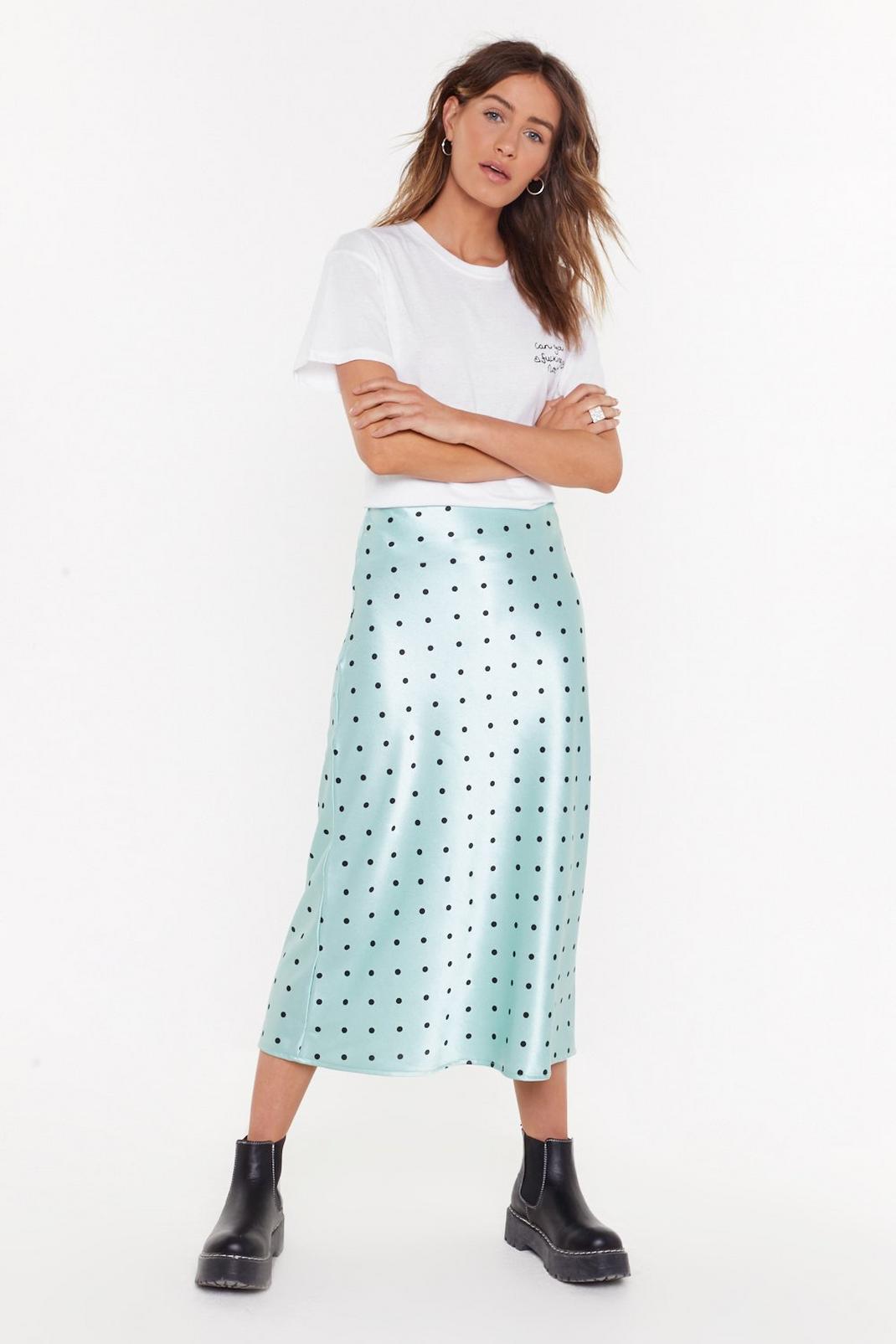Reign Su-sheen Polka Dot Satin Midi Skirt image number 1