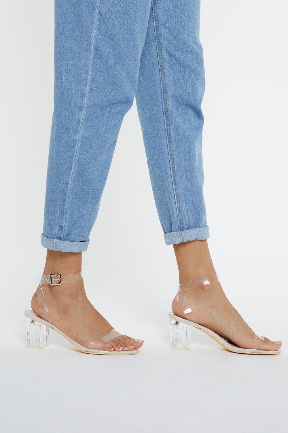 clear shoes with block heel