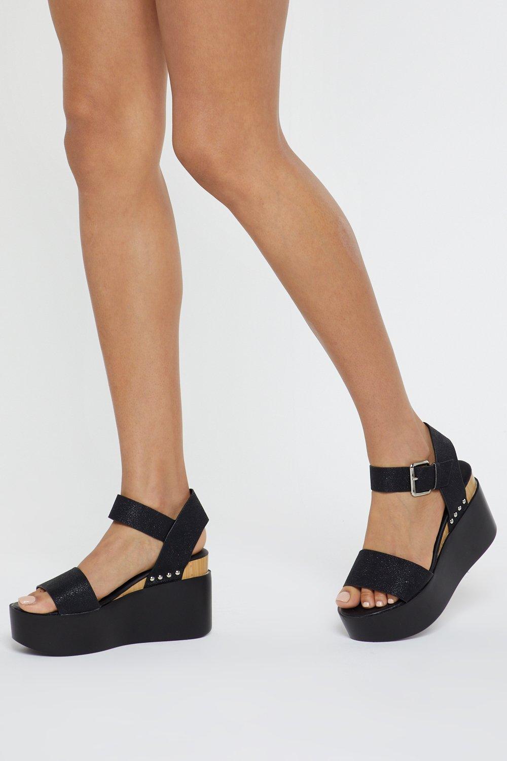 Flatform Tumbled PU Flatform Sandals 