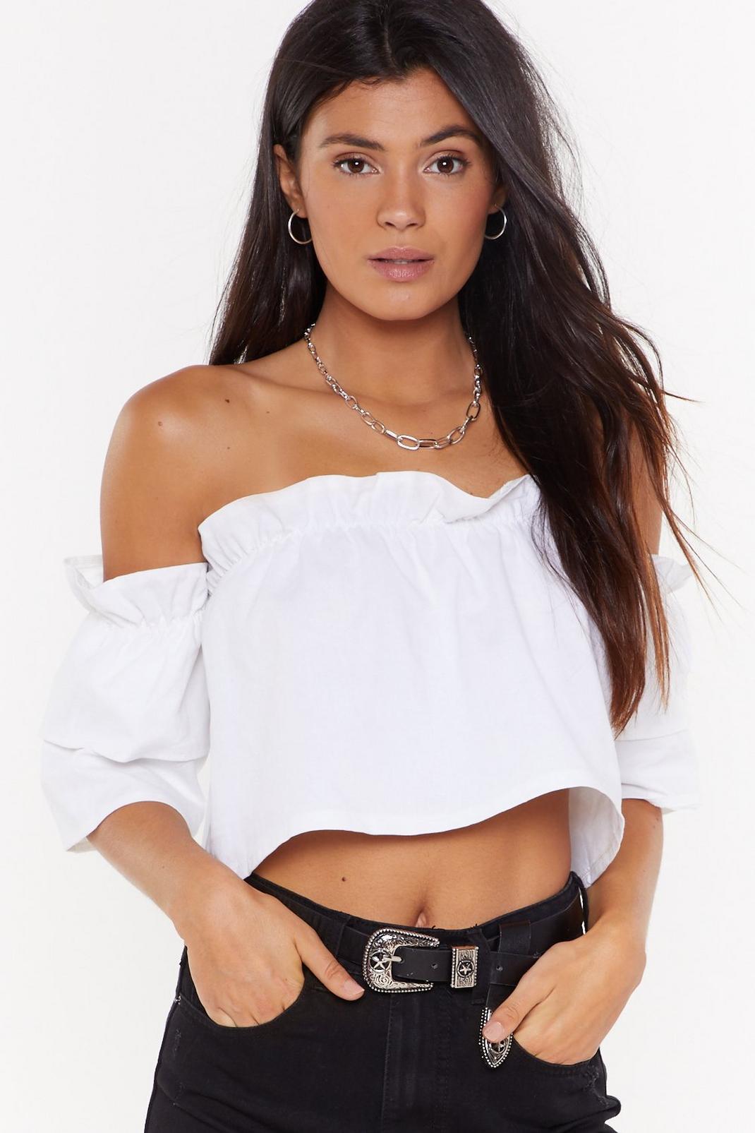 Wherever You Frill Go Off-the-Shoulder Crop Top image number 1