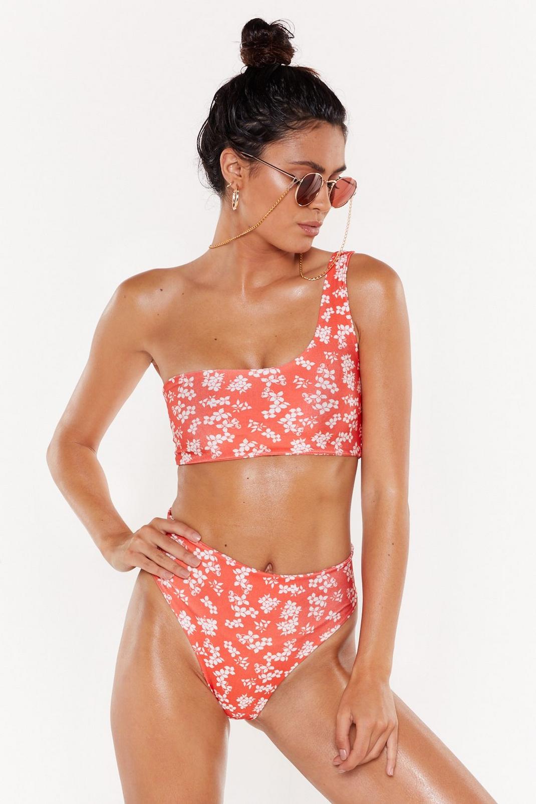 One Shoulder to Cry on Floral Bikini Set image number 1