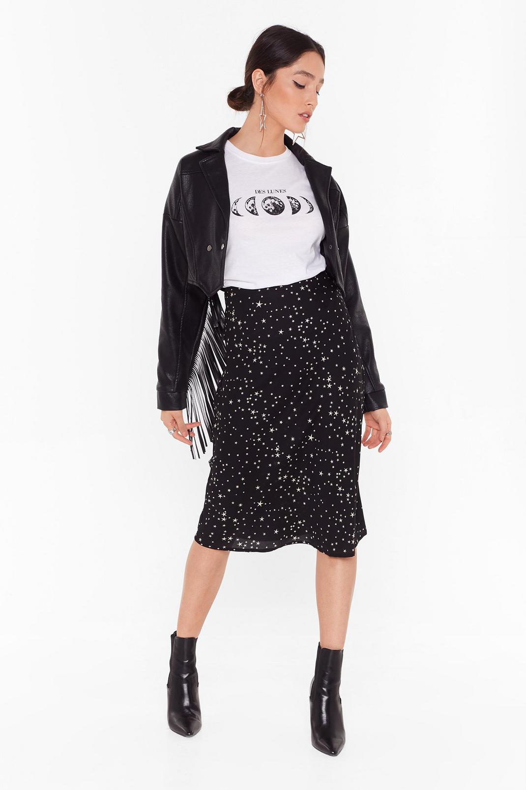 Black Bias Cut Midi Skirt image number 1