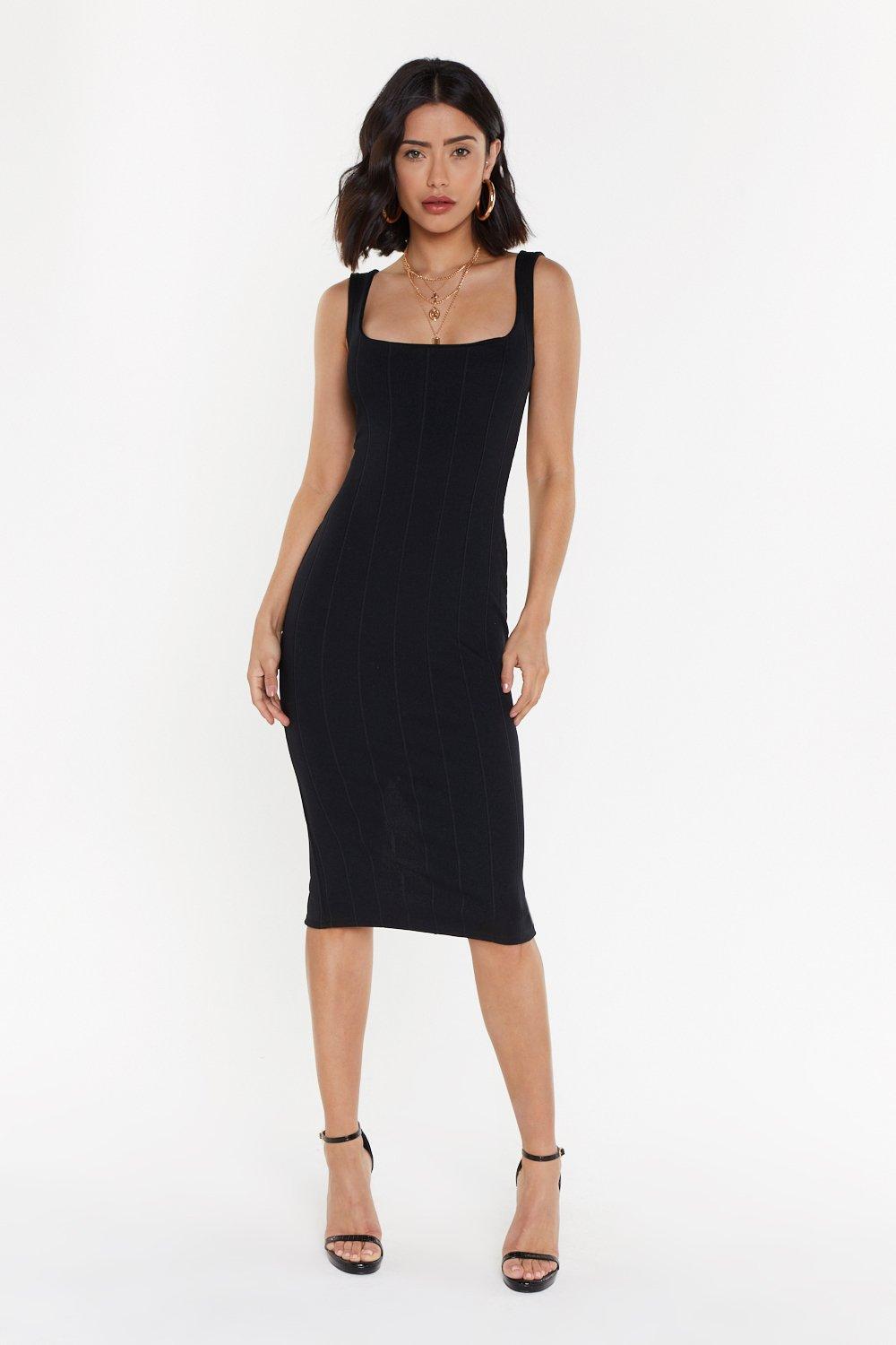 black midi dress square neck