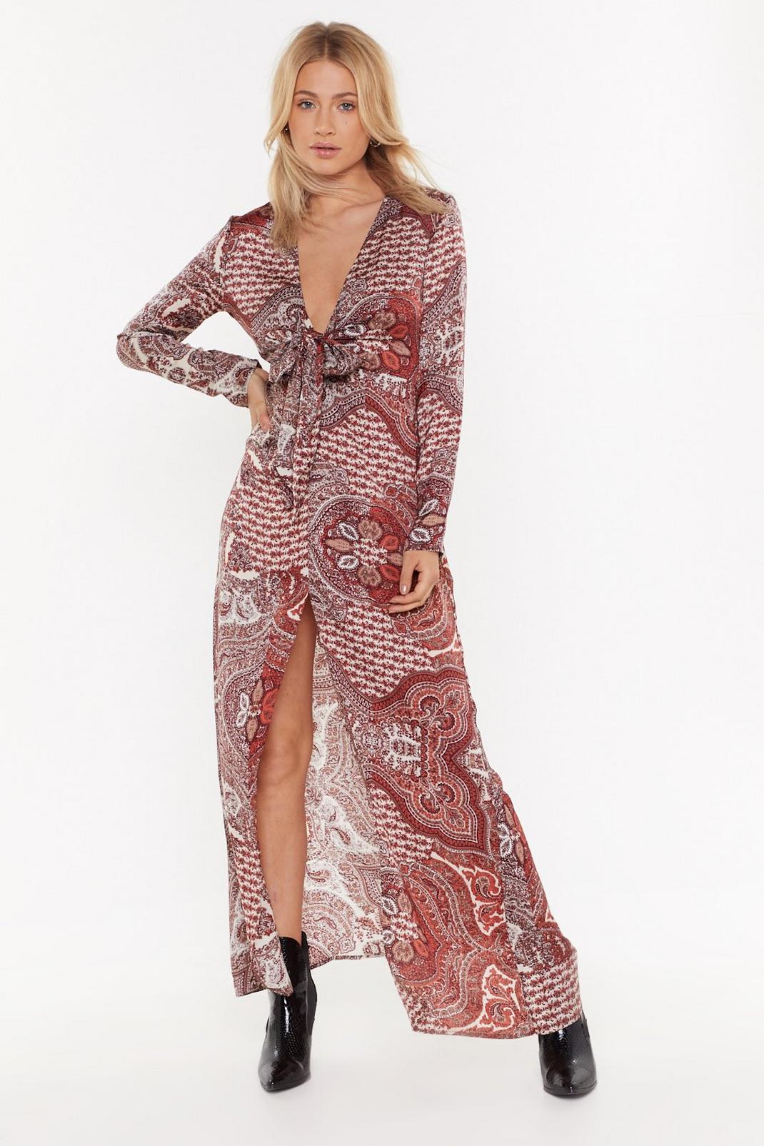 Paisley Attention Plunging Maxi Dress image number 1
