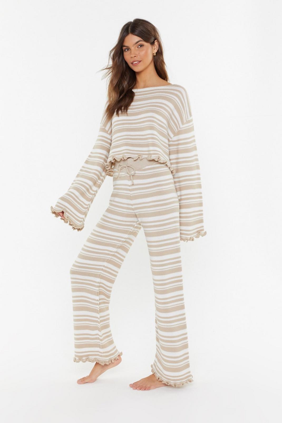 Jump Into Bed Striped Jumper and Joggers Lounge Set image number 1
