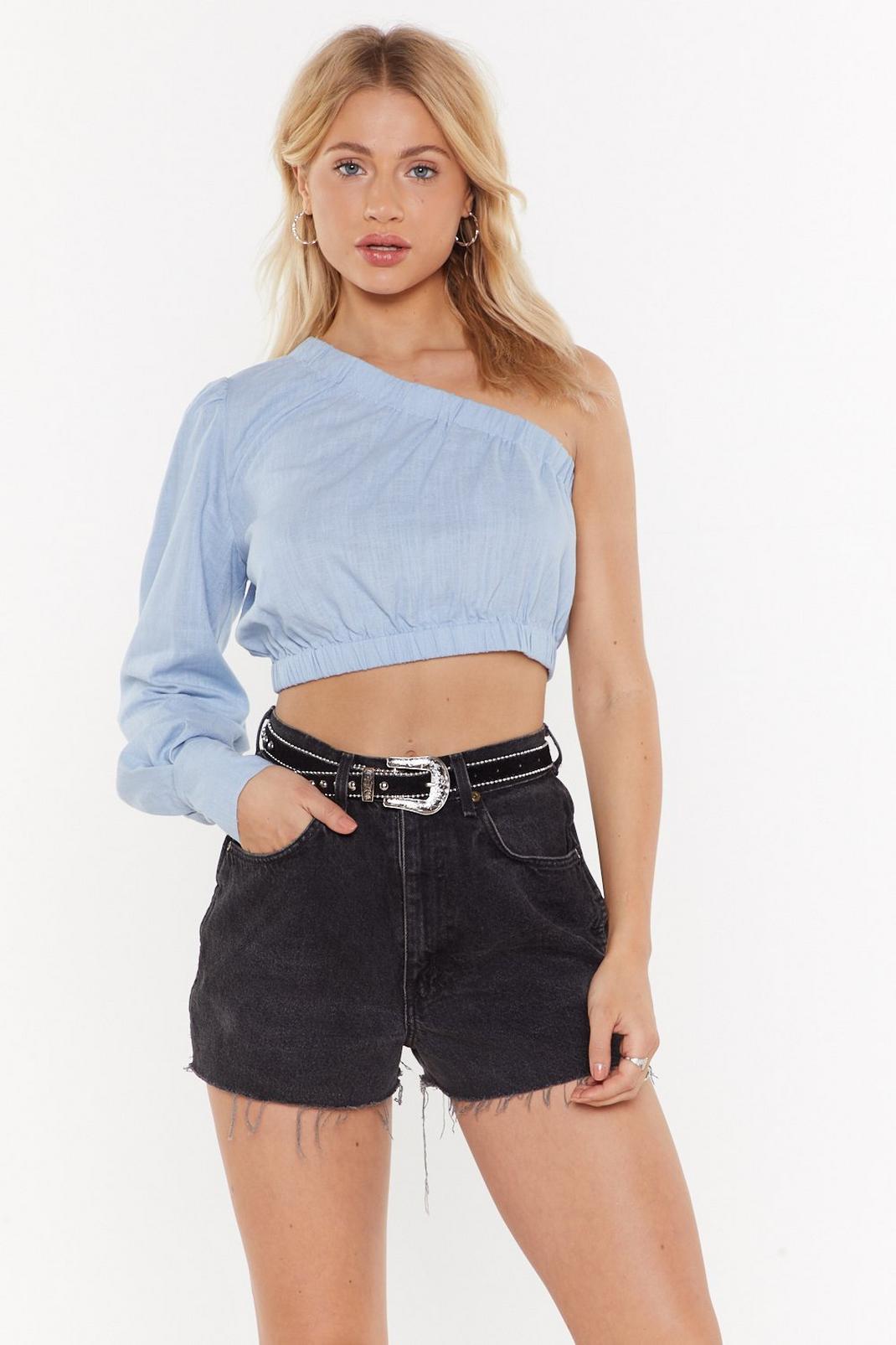 The One That Got Away One Shoulder Crop Top image number 1