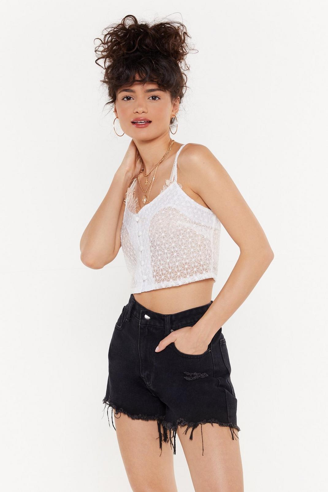 You So Daisy Organza Button-Down Cropped Top image number 1