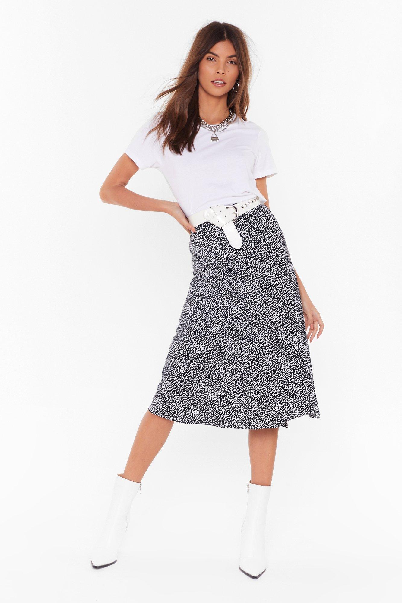 oasis dalmatian bias cut skirt