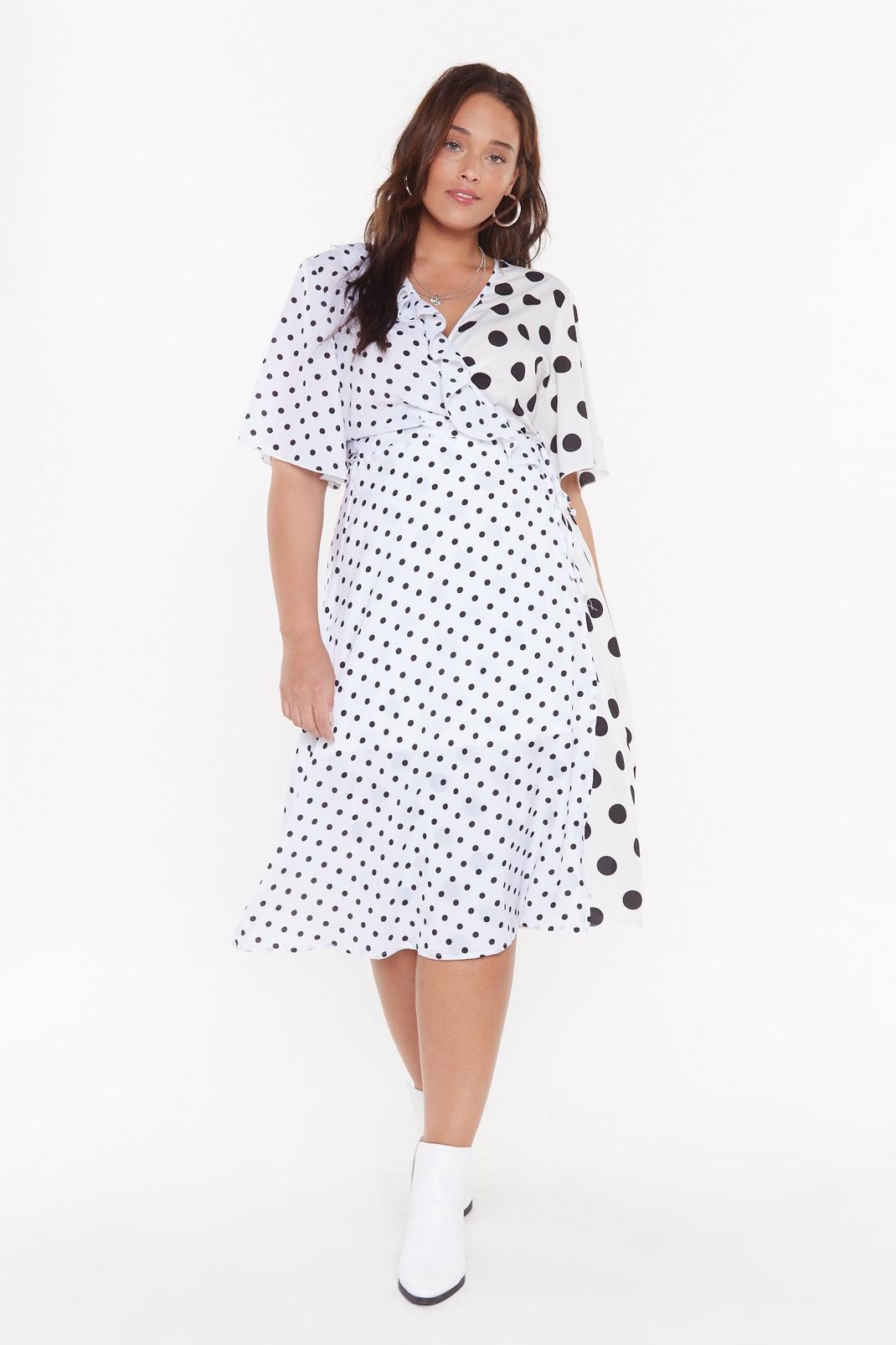 Polka Dot Print Mix Frill Midi Dress image number 1