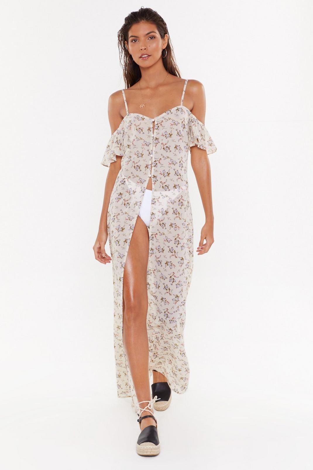 Chiffon Floral Cover-Up Maxi Dress image number 1
