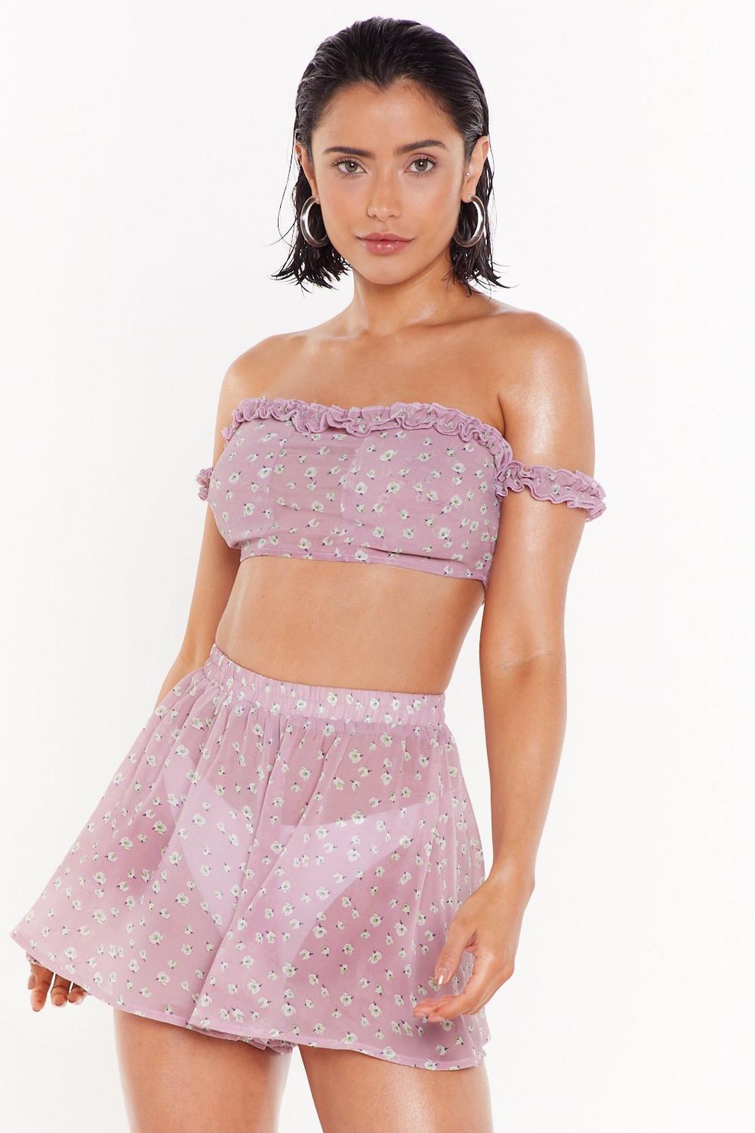 All About that Girl Flower Bandeau Top and Shorts Set image number 1