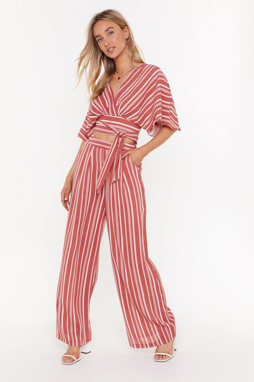 I Walk the Line Striped Wide-Leg Trousers image number 1
