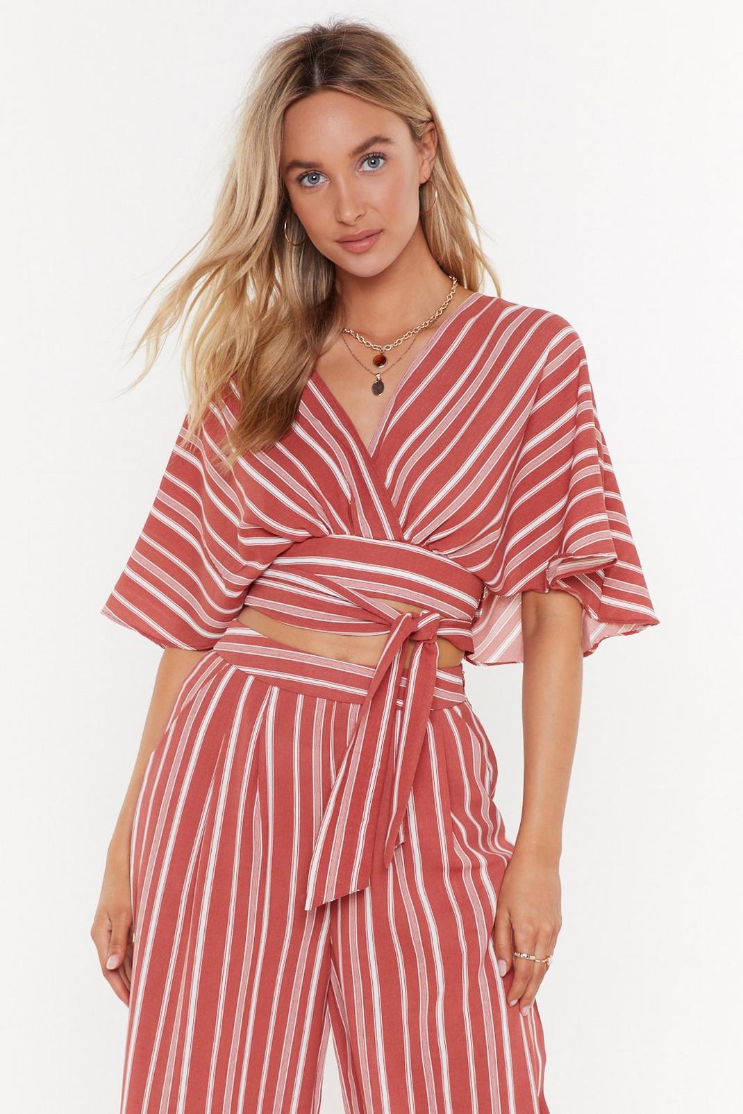 I Walk the Line Striped Wrap Blouse image number 1