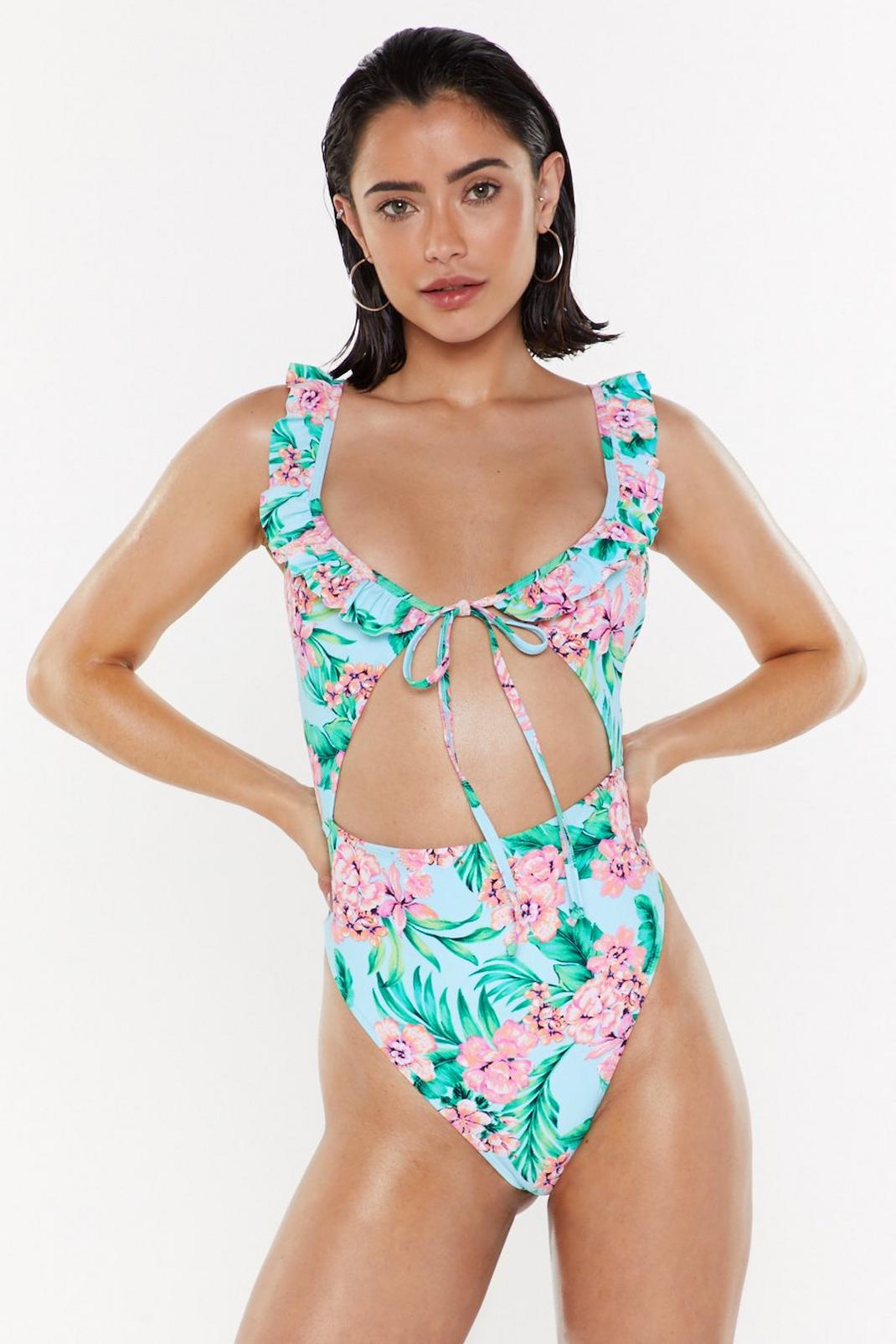 Club Tropicana Floral Cut-Out Swimsuit image number 1