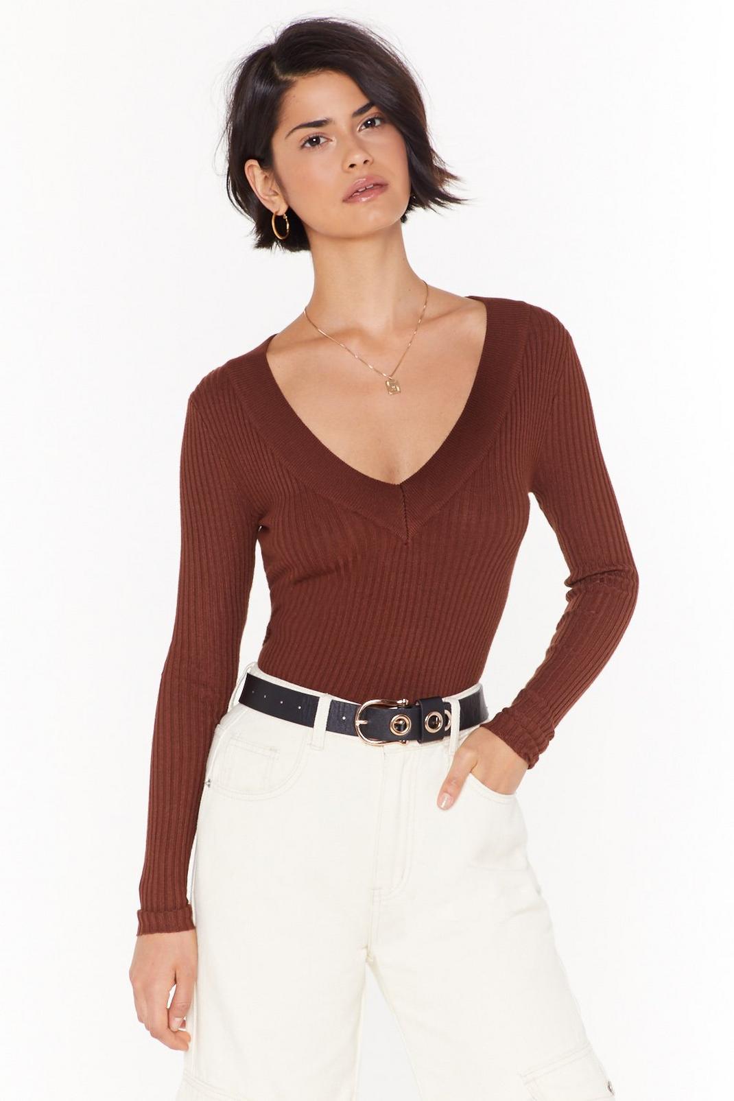 Knit It Out V-Neck Ribbed Sweater image number 1