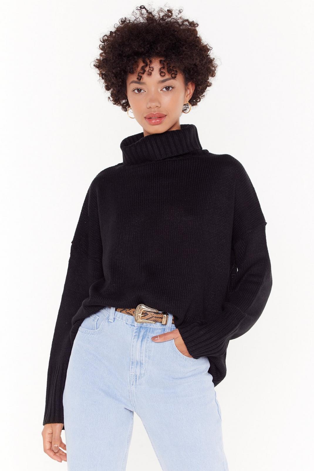 Black Chunky Turtleneck Sweater image number 1