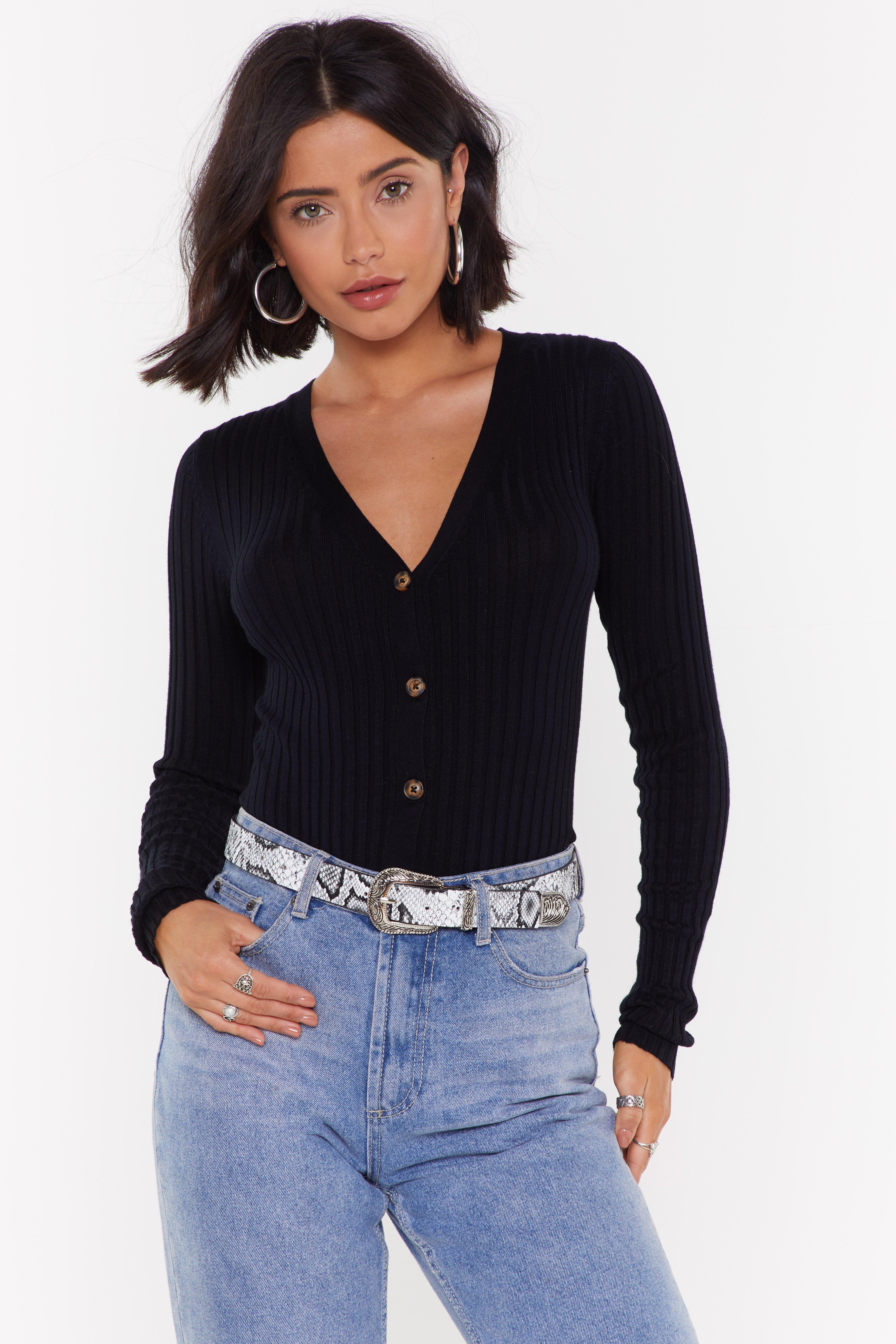 black ribbed cardigan