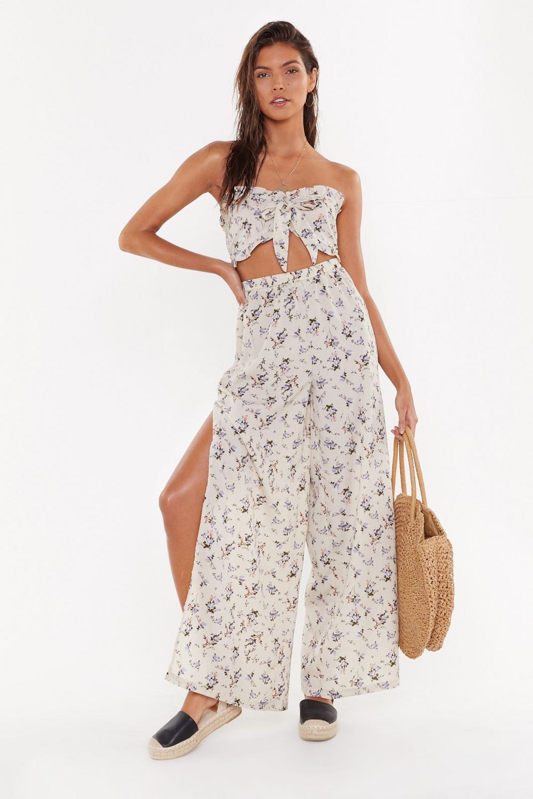 Ditsy Tie Bandeau & Split Trouser Beach Co-Ord image number 1