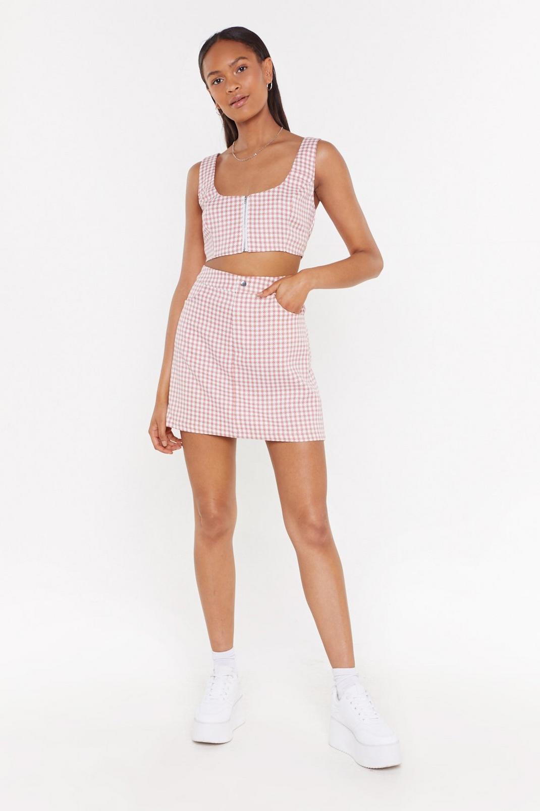 Houndstooth Be Told Mini Skirt image number 1