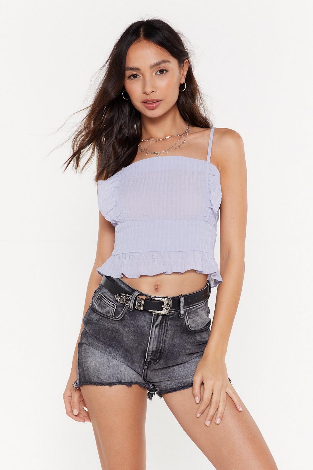 Textured Ruffle Front Cropped Cami image number 1