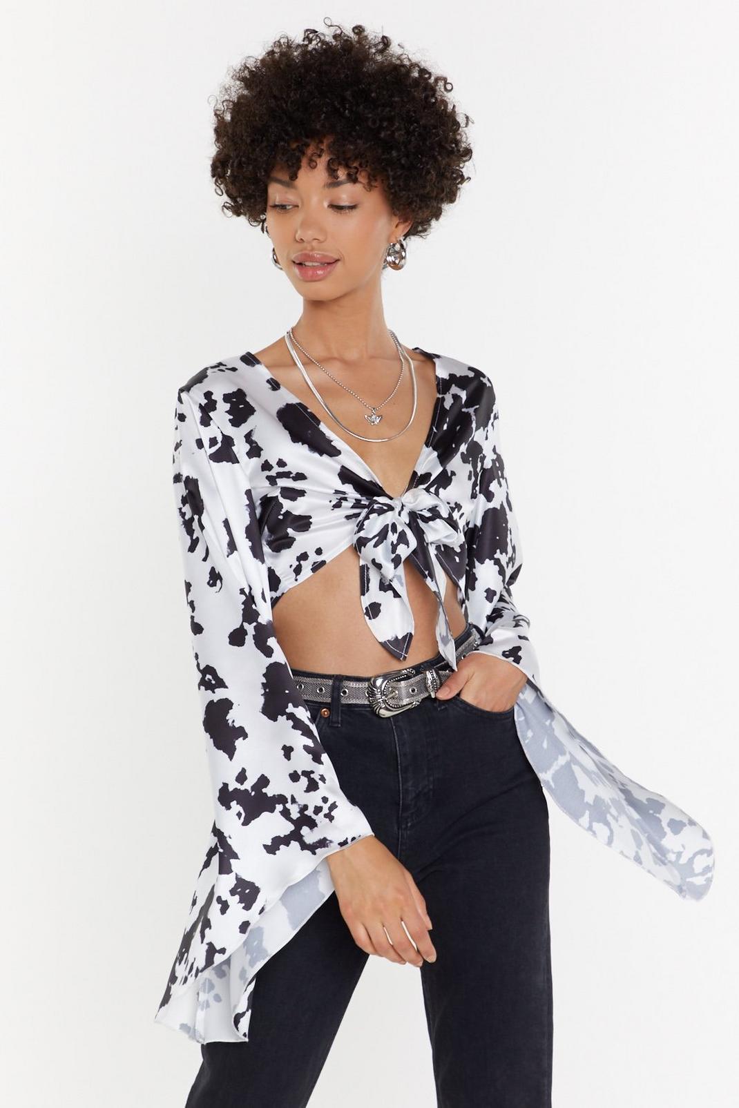 Cow Do You Do Tie Crop Top image number 1