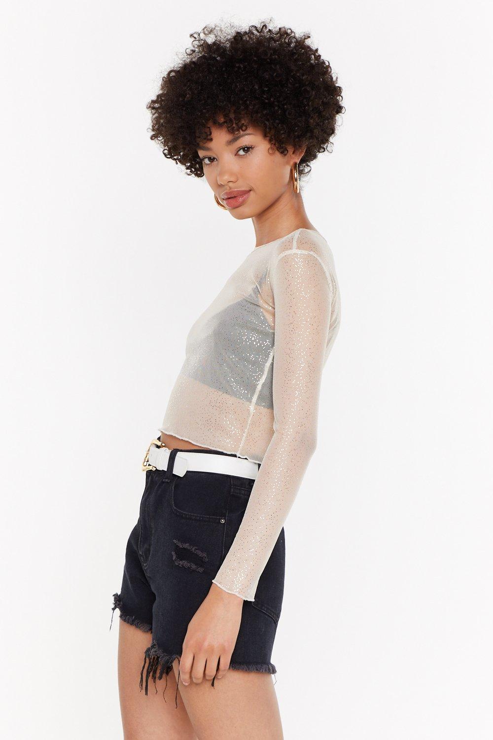 Sparkling cheap mesh top