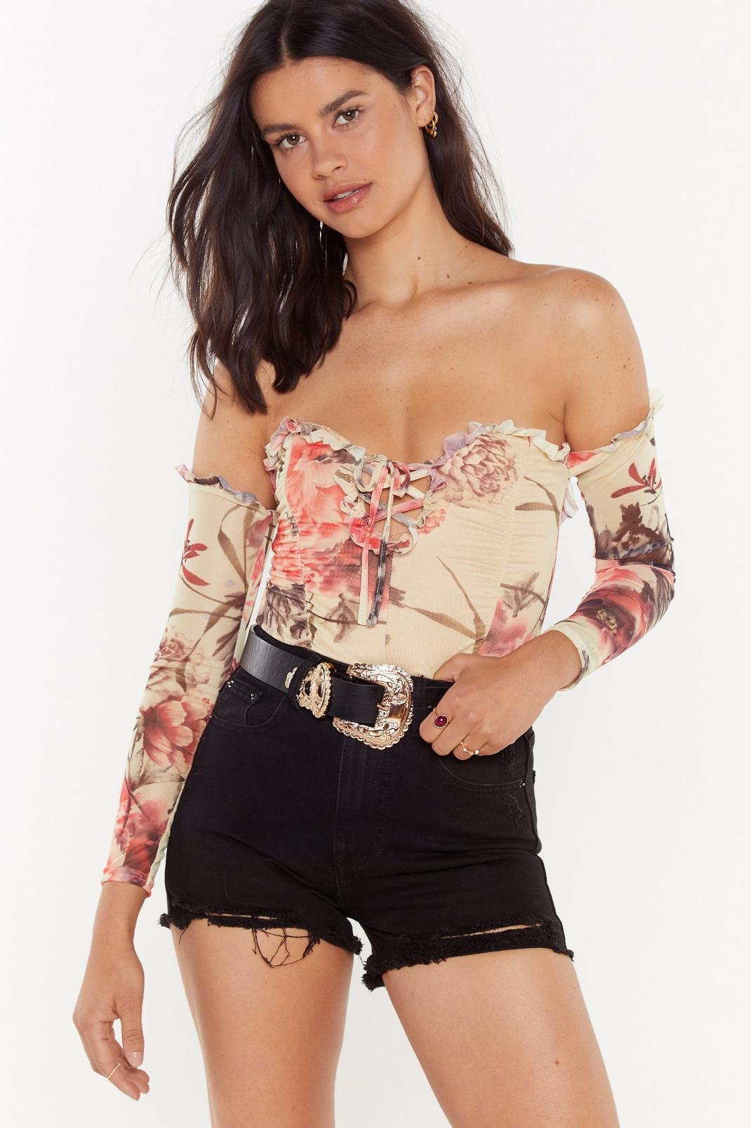 The Lace is On Floral Sweetheart Bodysuit image number 1