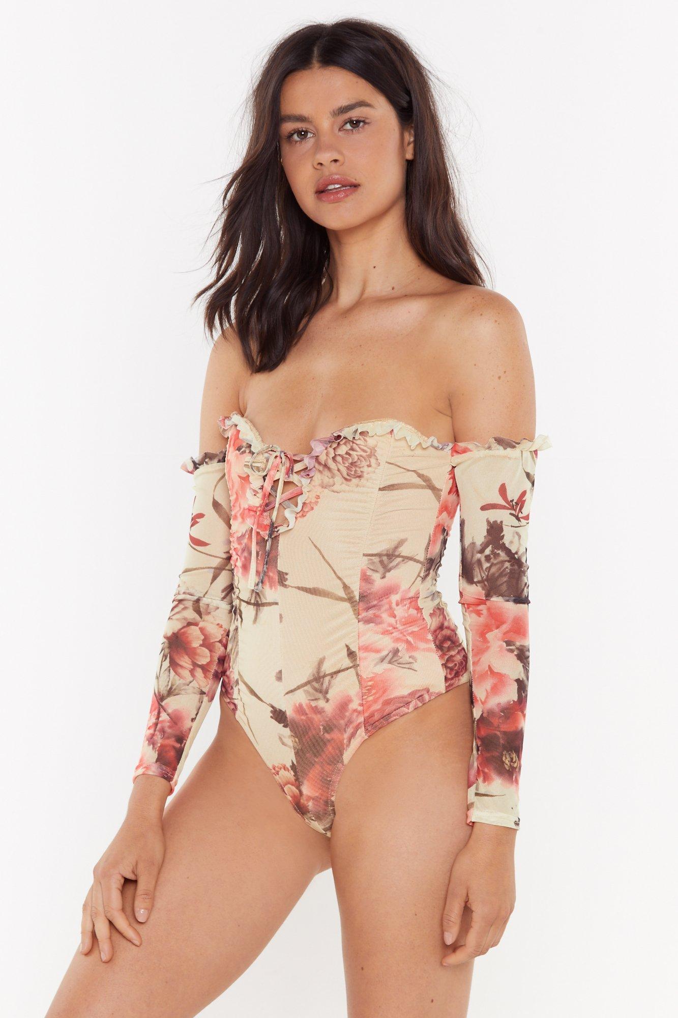 The Lace is On Floral Sweetheart Bodysuit