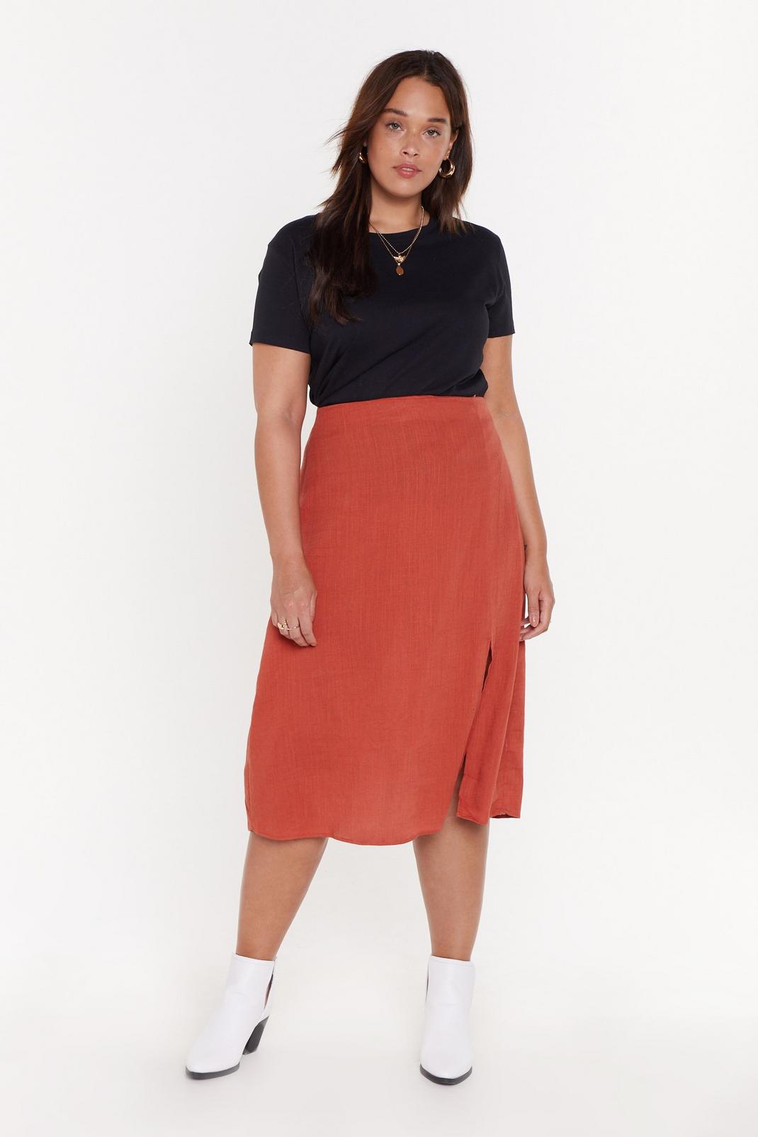 Linen Bias Cut Midi Skirt image number 1